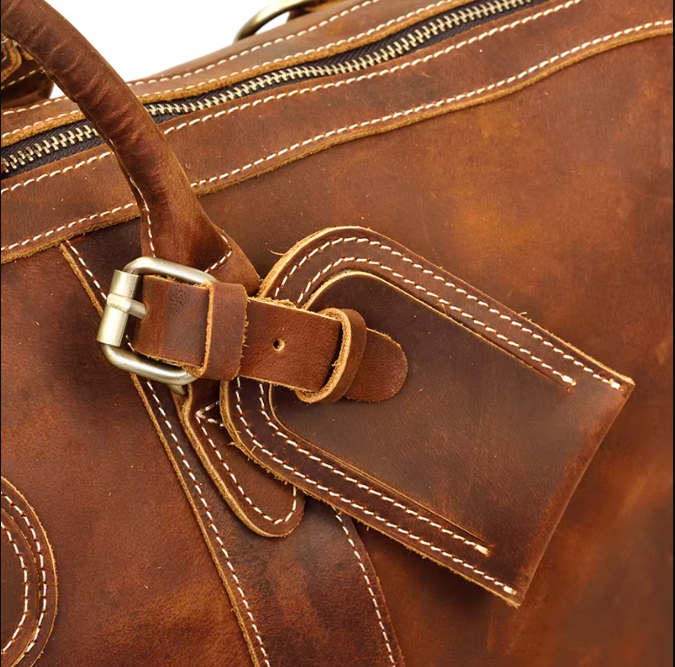 Brown Leather Weekender Bag Overnight Travel Duffle
