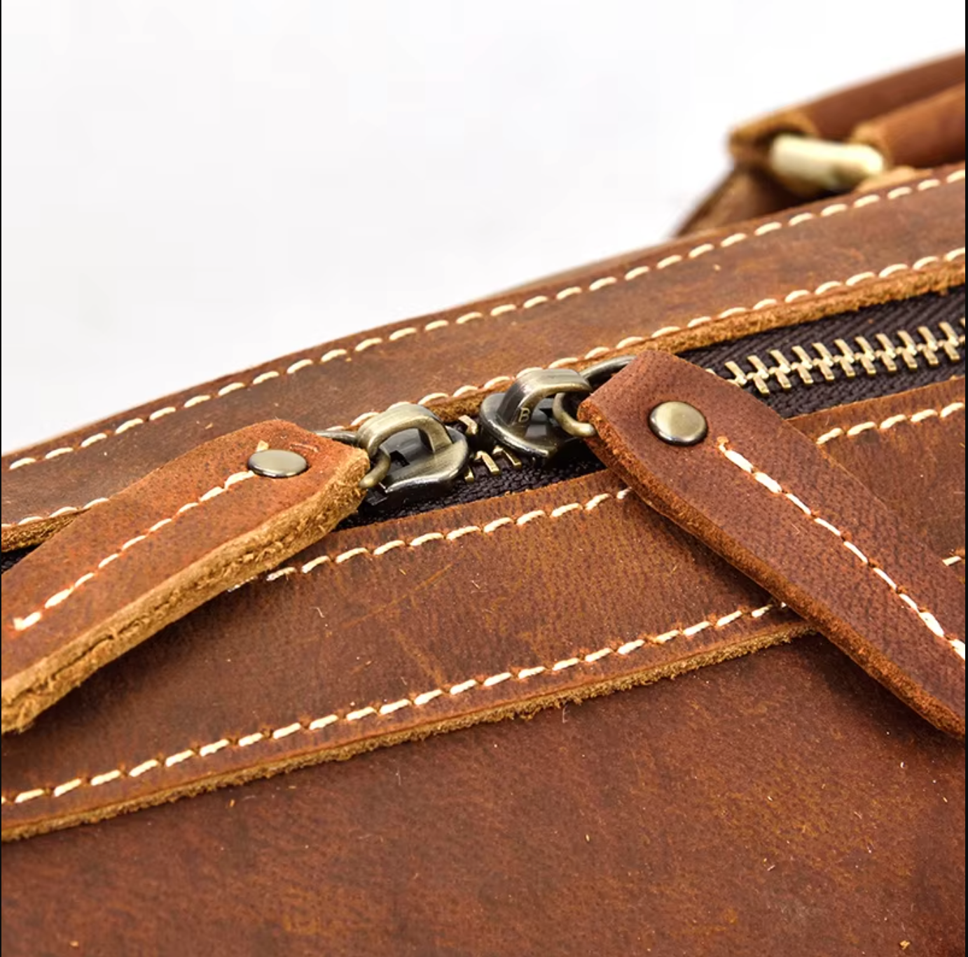 Brown Leather Weekender Bag Overnight Travel Duffle