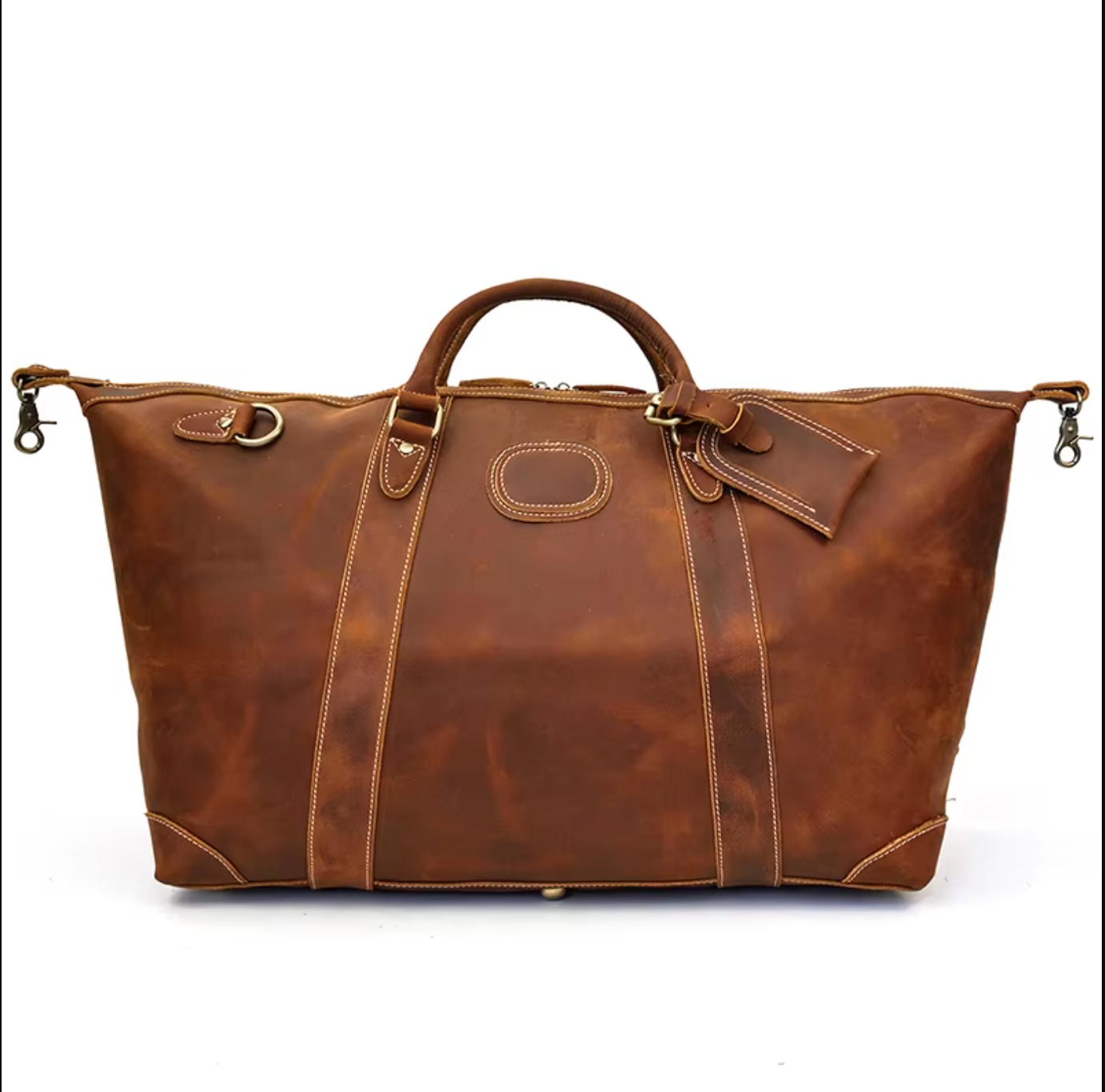 Brown Leather Weekender Bag Overnight Travel Duffle