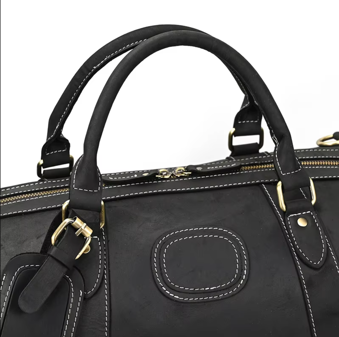 Leather Duffle Bag Travel Overnight Gym with Laptop Sleeve