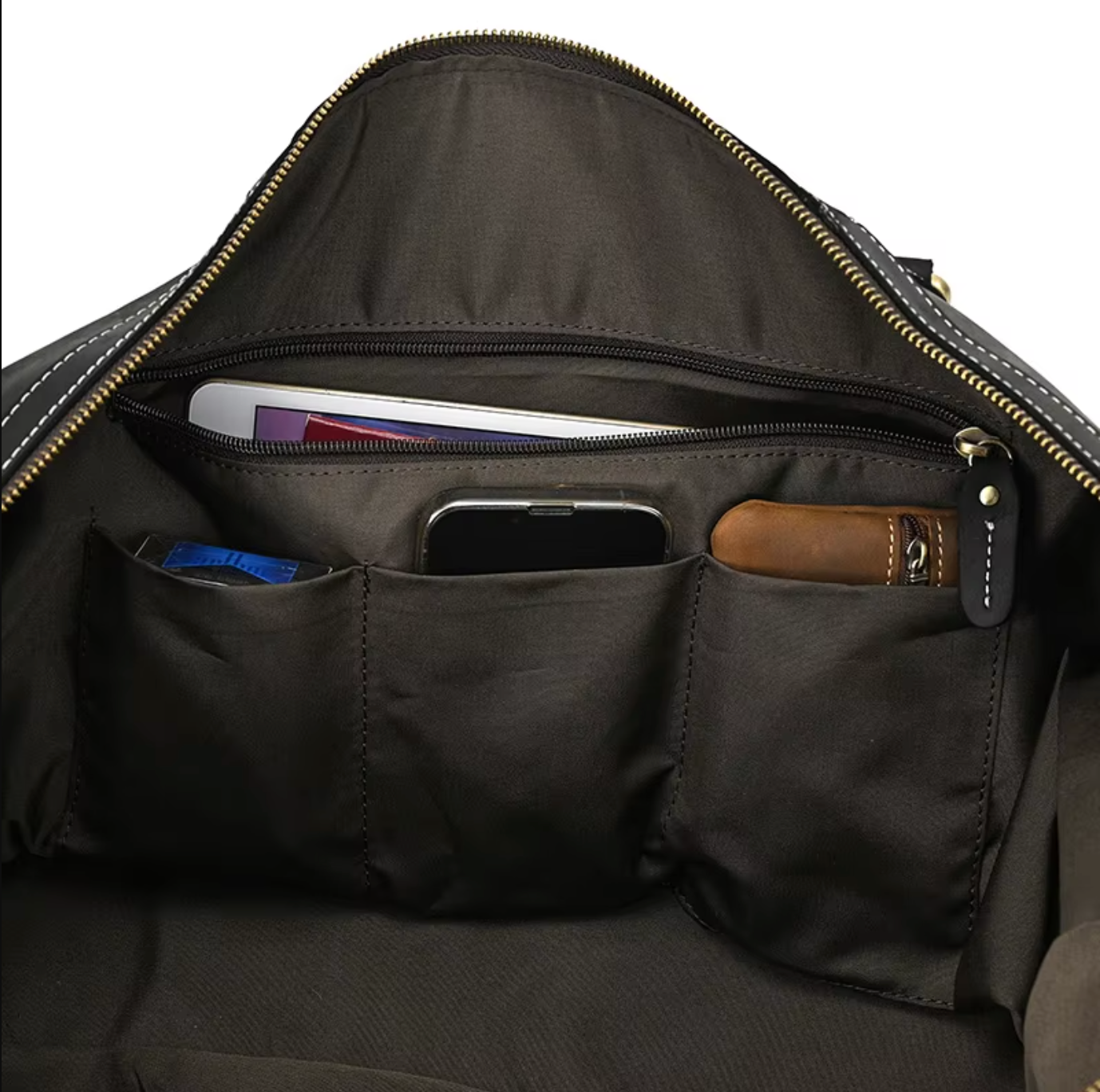 Leather Duffle Bag Travel Overnight Gym with Laptop Sleeve