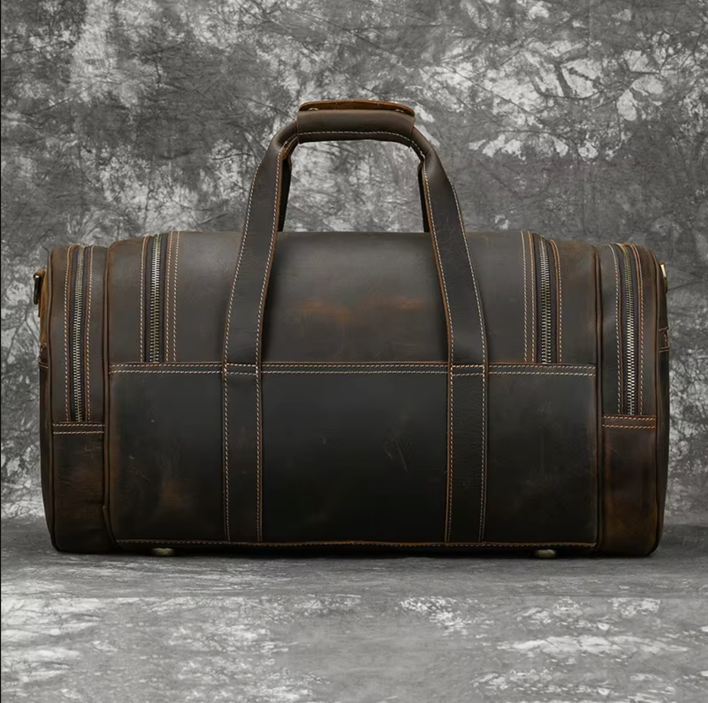 Men's Leather Duffle Bag For Travel, Overnight & Gym