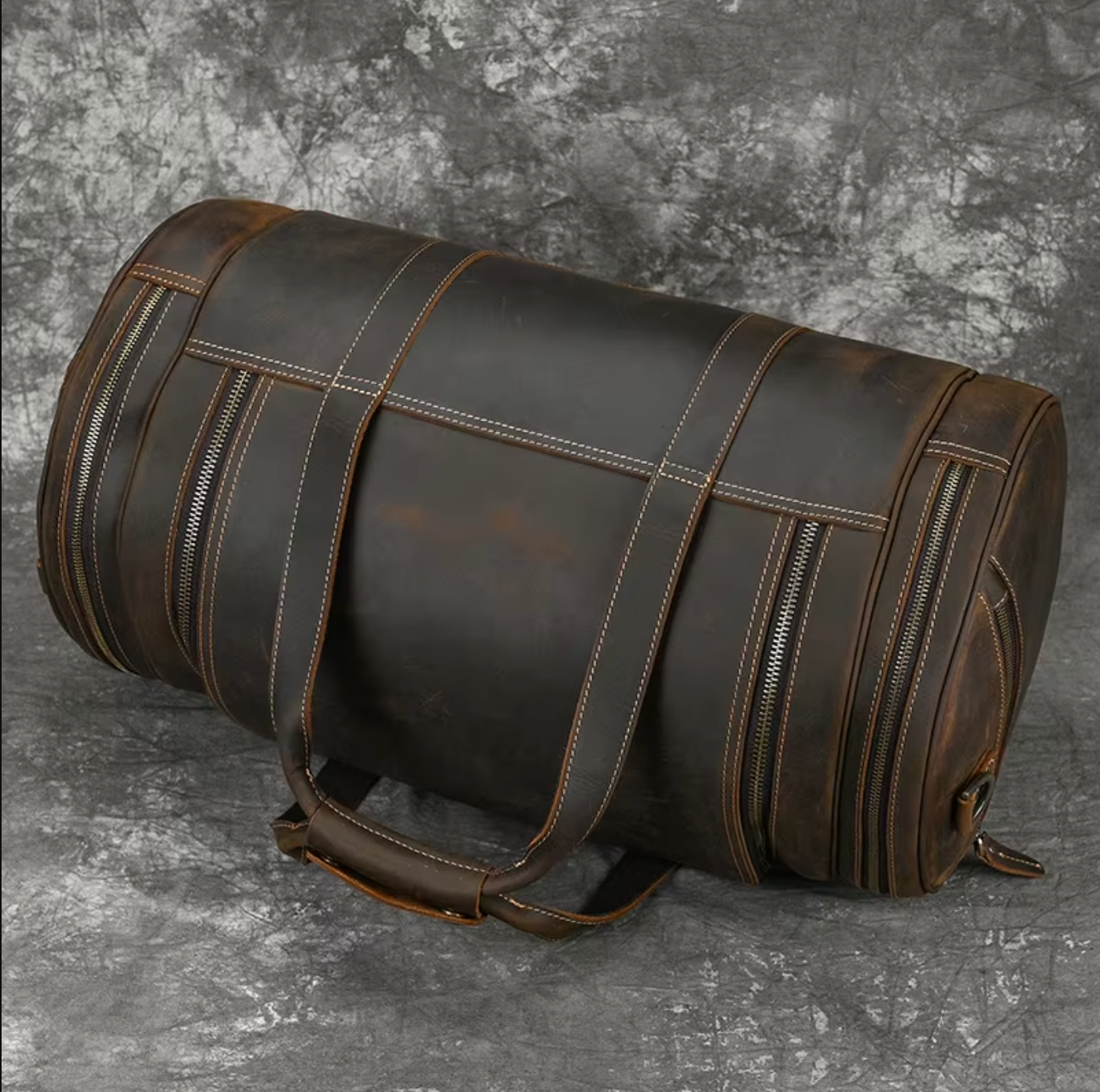 Men's Leather Duffle Bag For Travel, Overnight & Gym