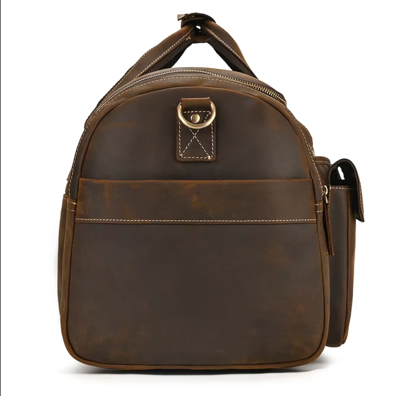 Men's Brown Leather Overnight Duffle Bag