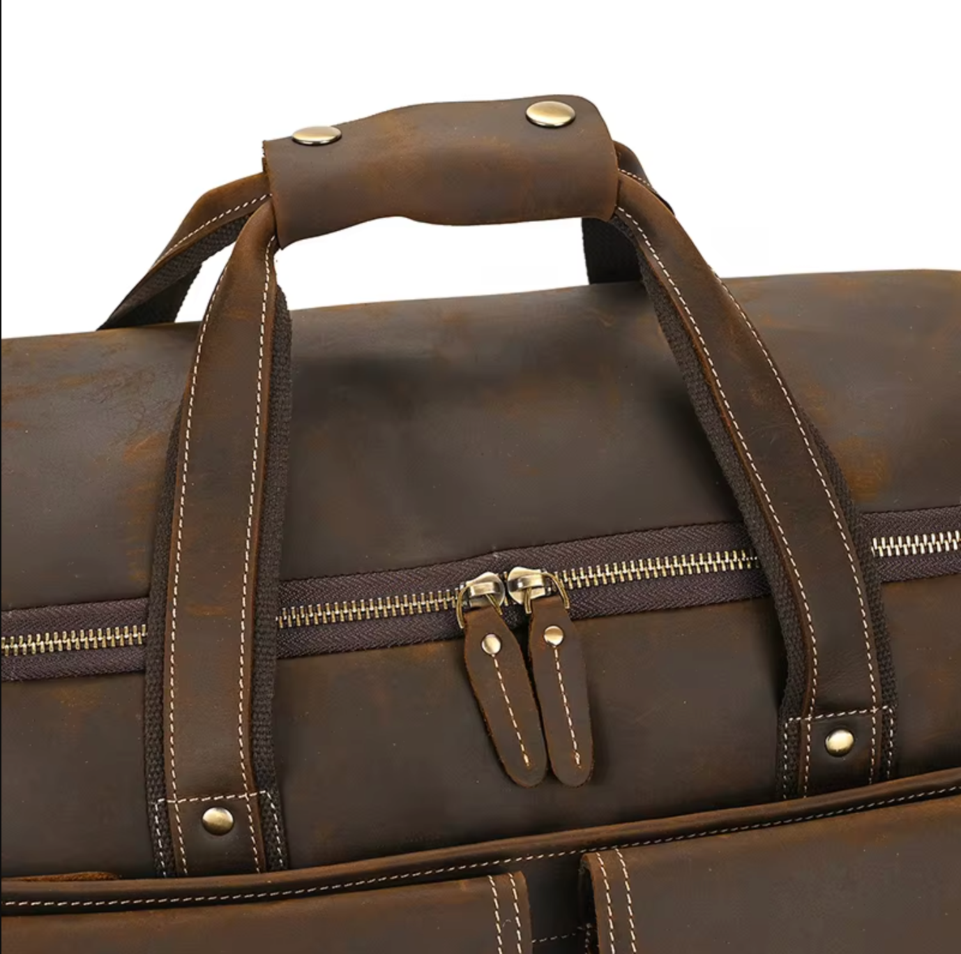 Men's Brown Leather Overnight Duffle Bag