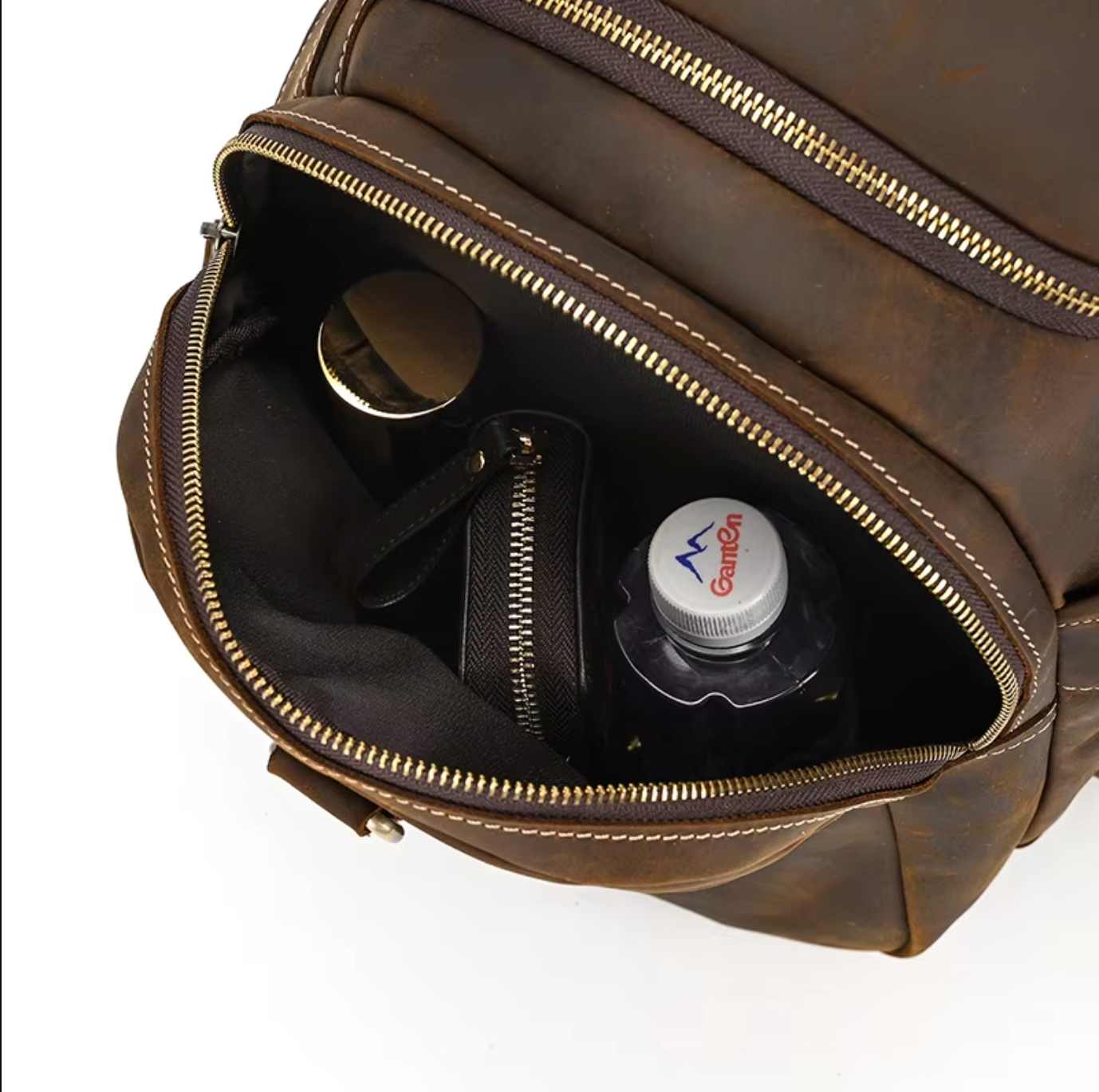 Men's Brown Leather Overnight Duffle Bag