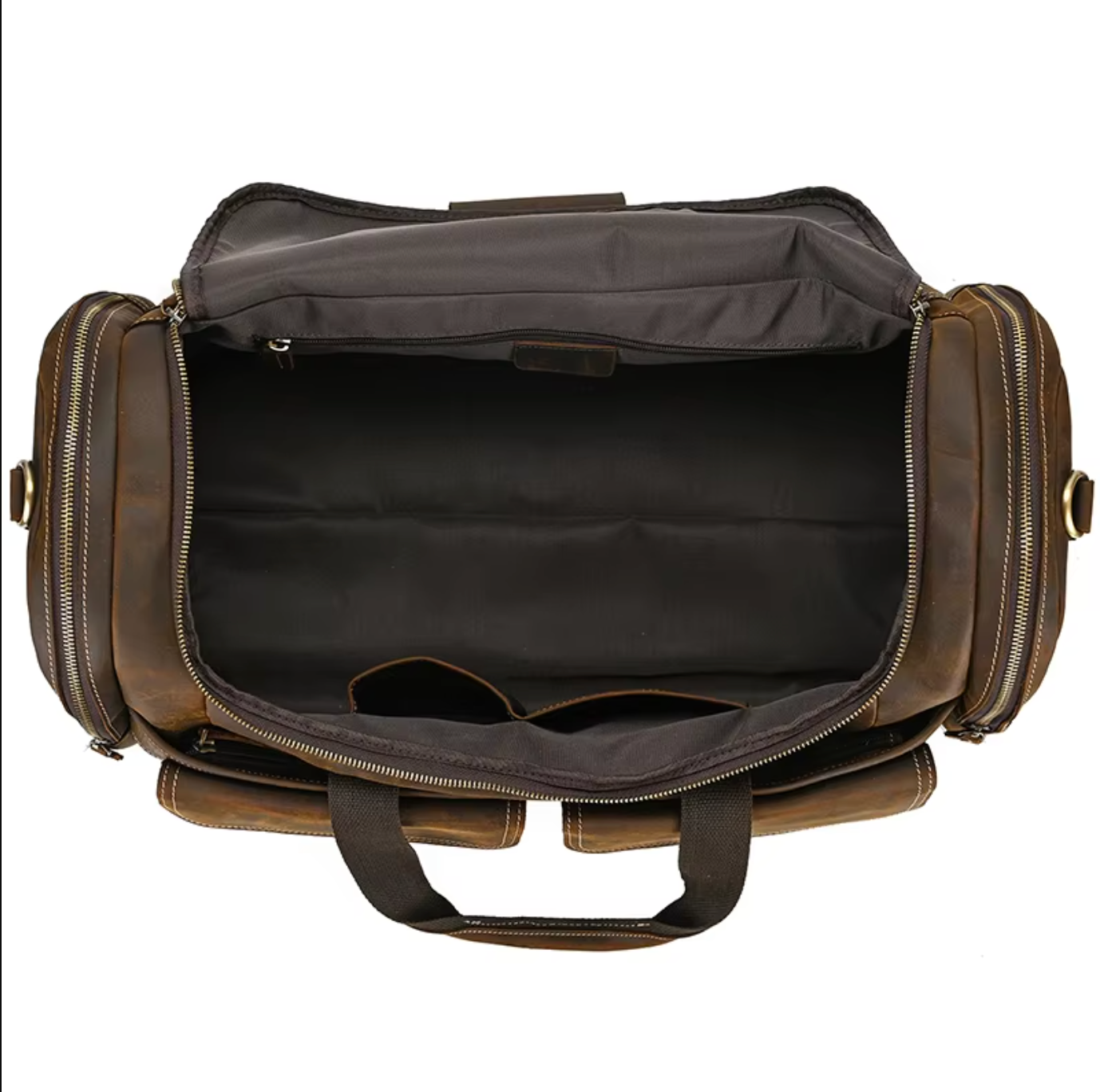 Men's Brown Leather Overnight Duffle Bag