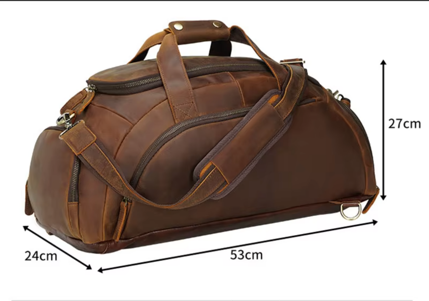 leather weekender travel handbag
