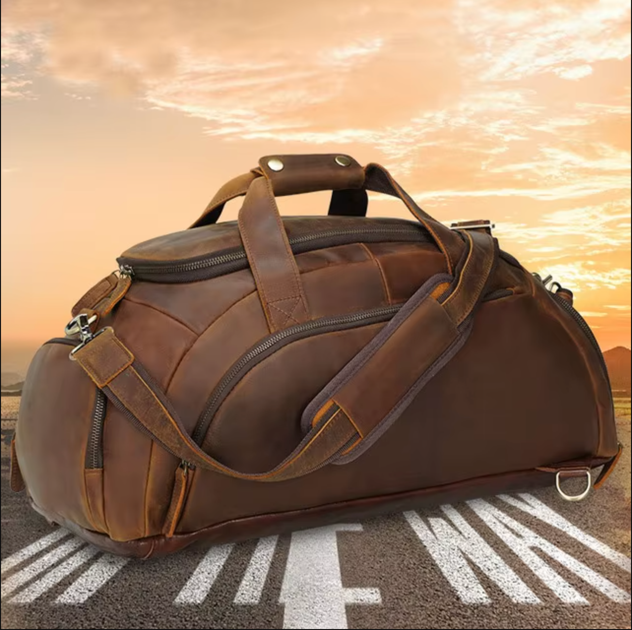 leather weekender travel handbag