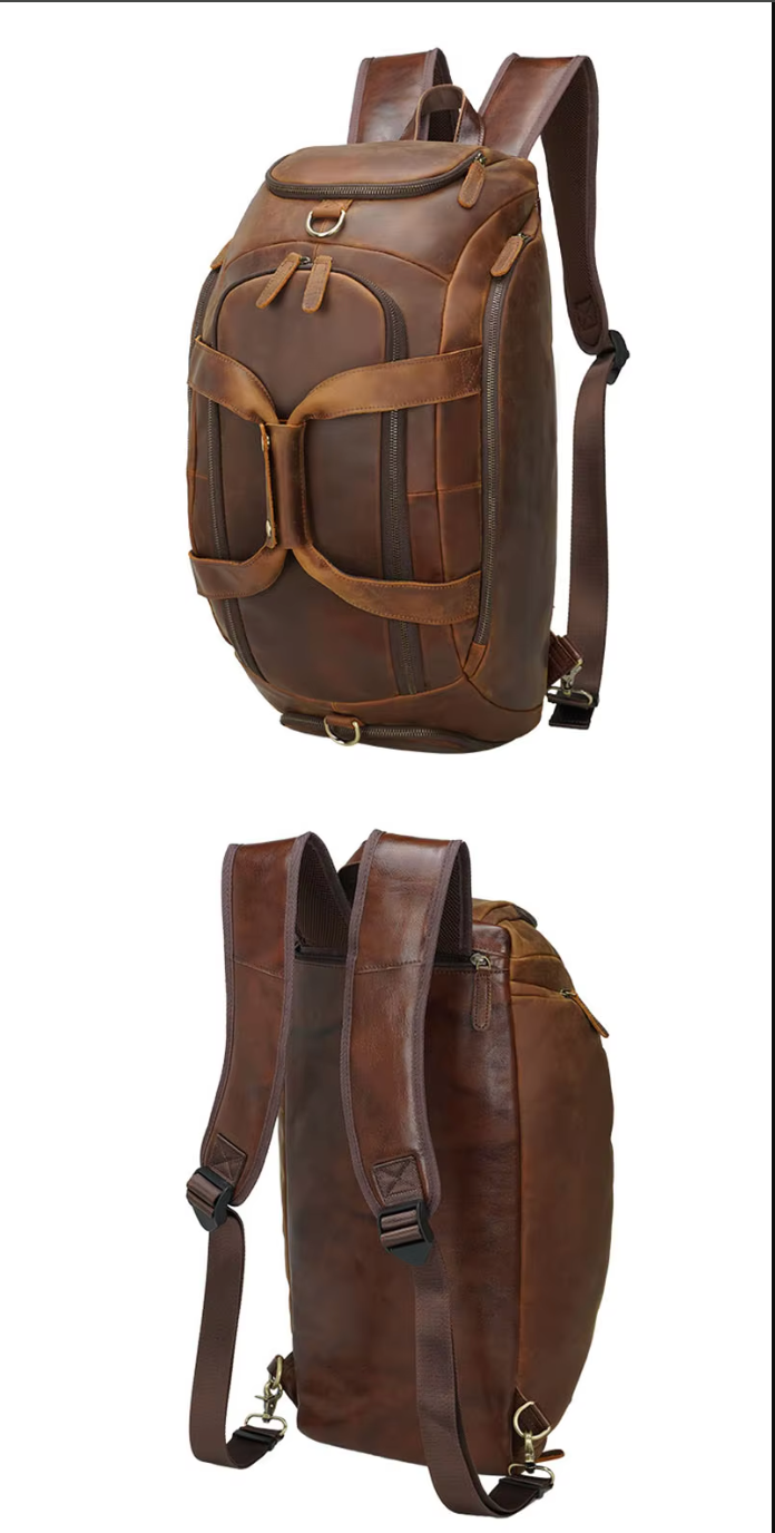 leather weekender travel handbag