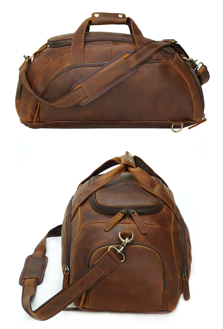 leather weekender travel handbag