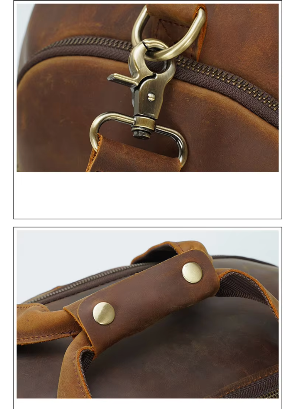 leather weekender travel handbag