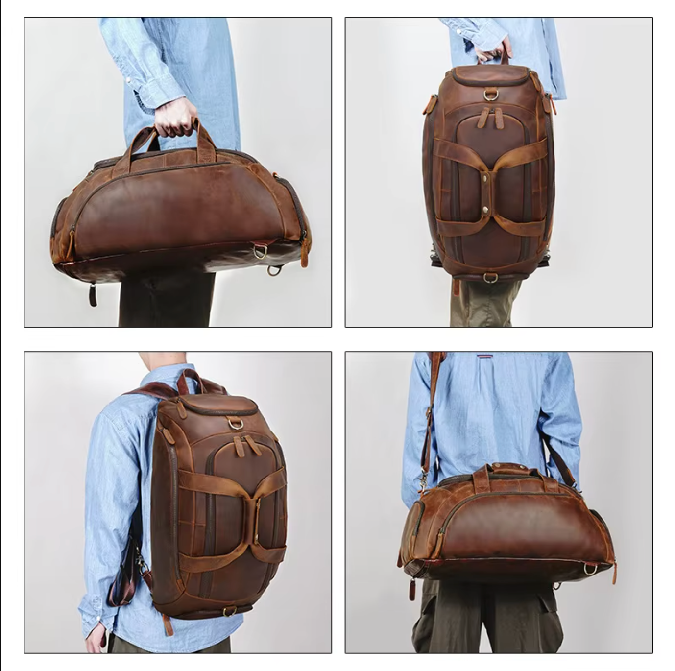 leather weekender travel handbag