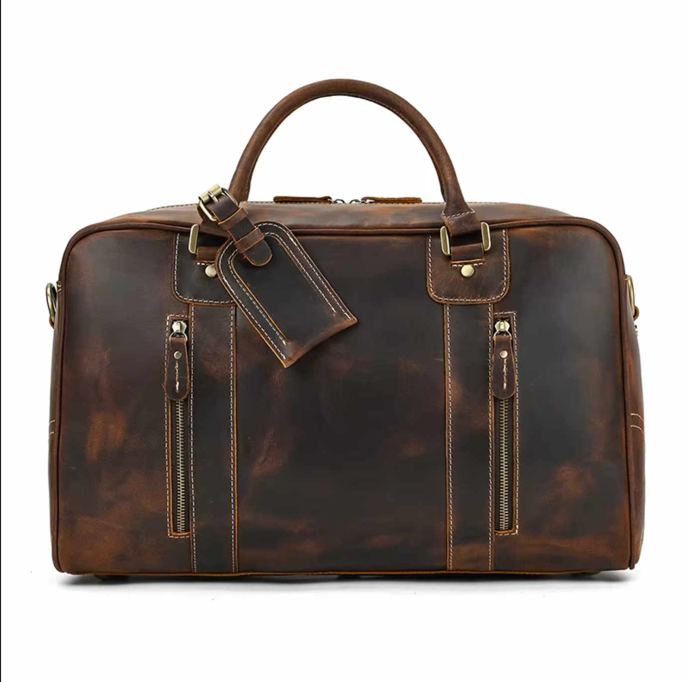 Mens Leather Duffle Weekender Bag Vintage