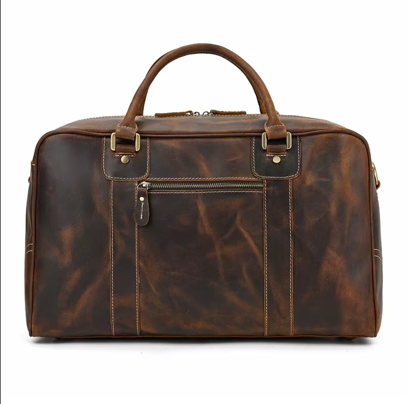 Mens Leather Duffle Weekender Bag Vintage