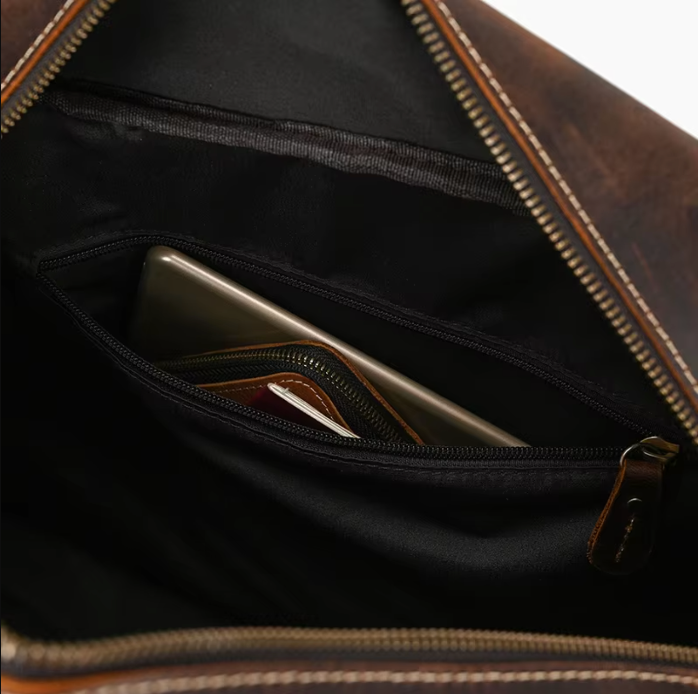 Mens Leather Duffle Weekender Bag Vintage