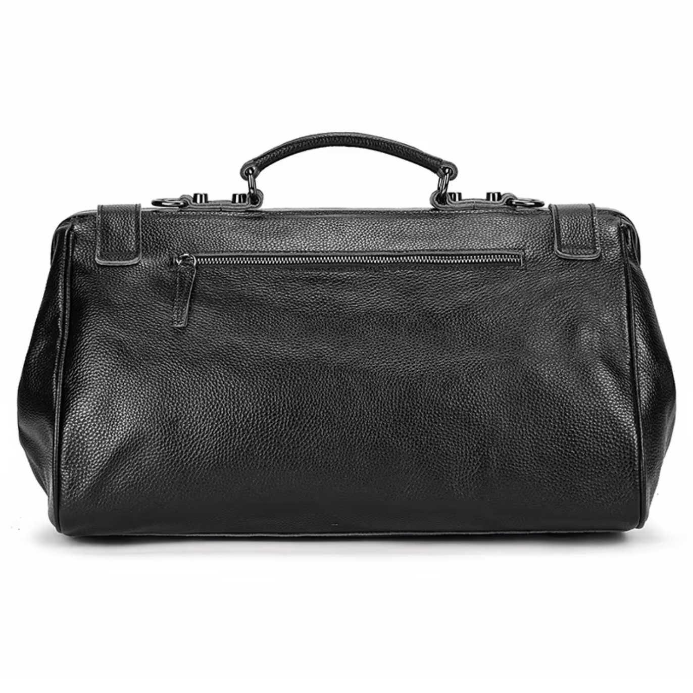 Full Grain Leather Travel Overnight Bag With Metal Buckle