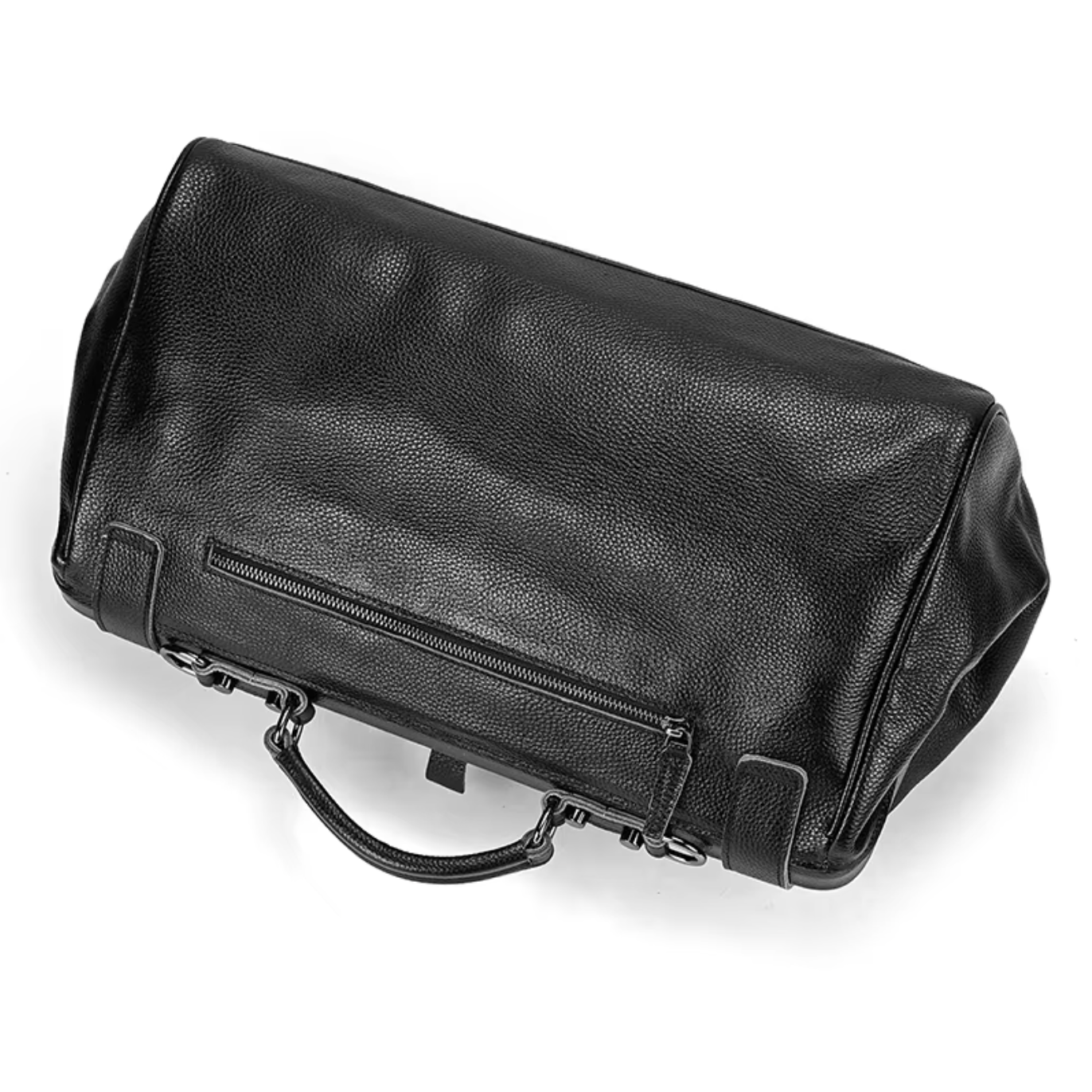 Full Grain Leather Travel Overnight Bag With Metal Buckle