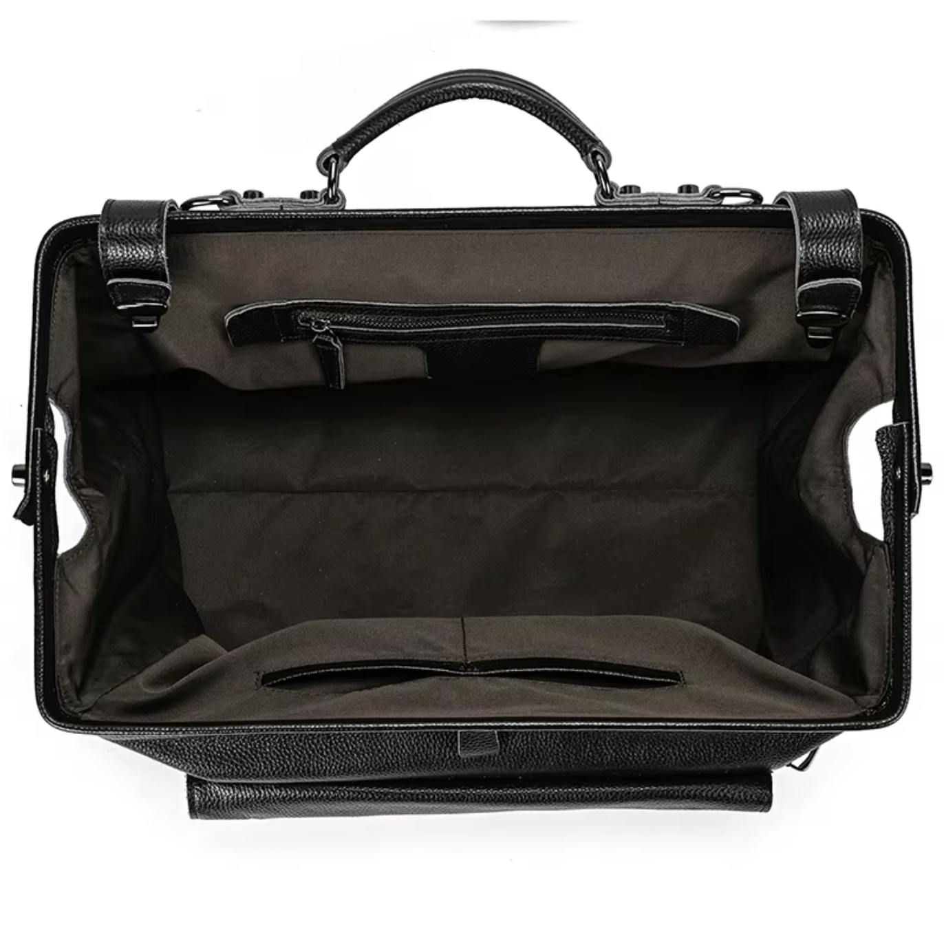 Full Grain Leather Travel Overnight Bag With Metal Buckle