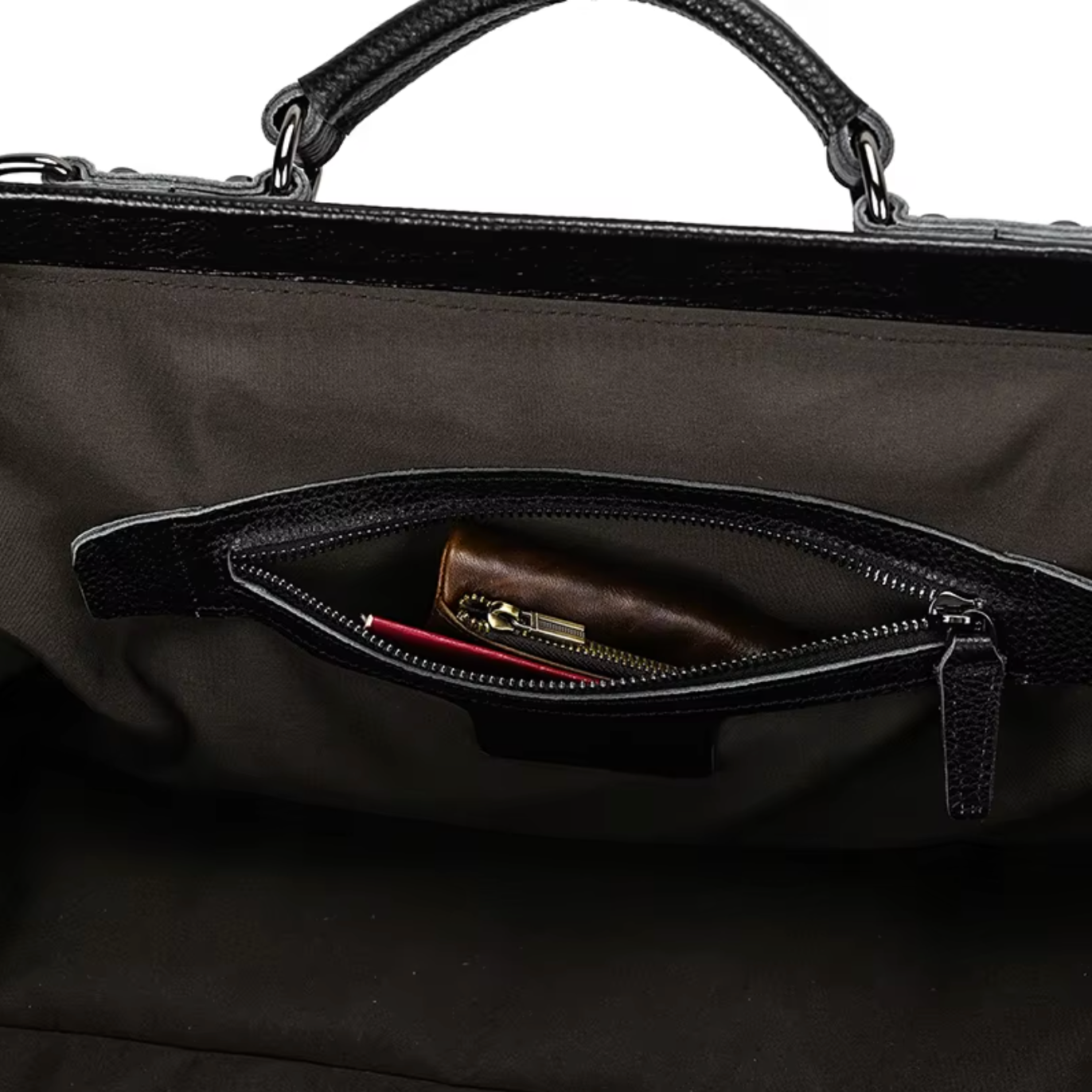 Full Grain Leather Travel Overnight Bag With Metal Buckle