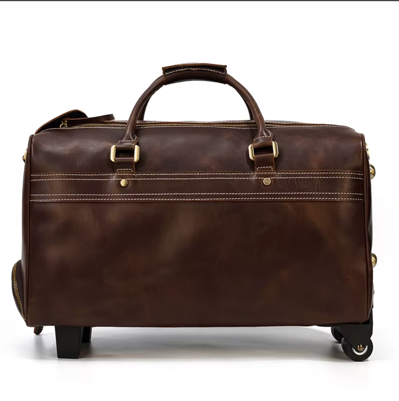 Women's leather luggage bag wheels duffle bag trolley case