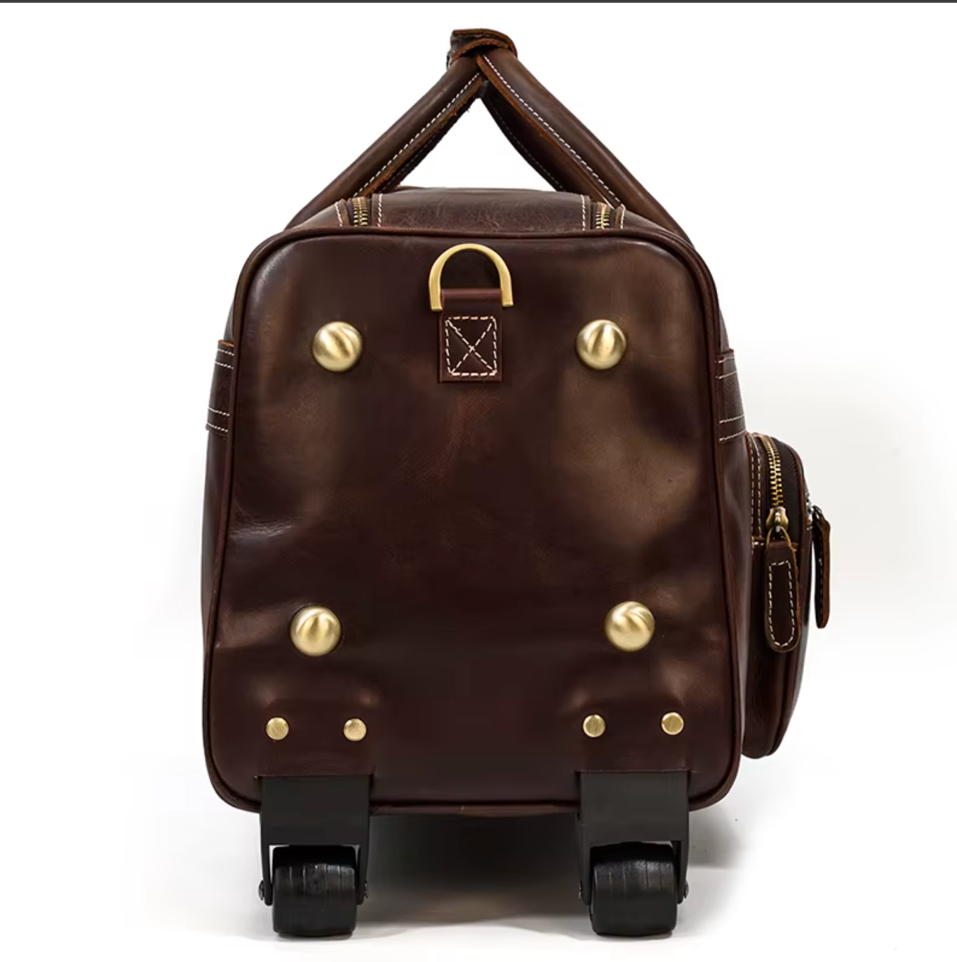 Women's leather luggage bag wheels duffle bag trolley case