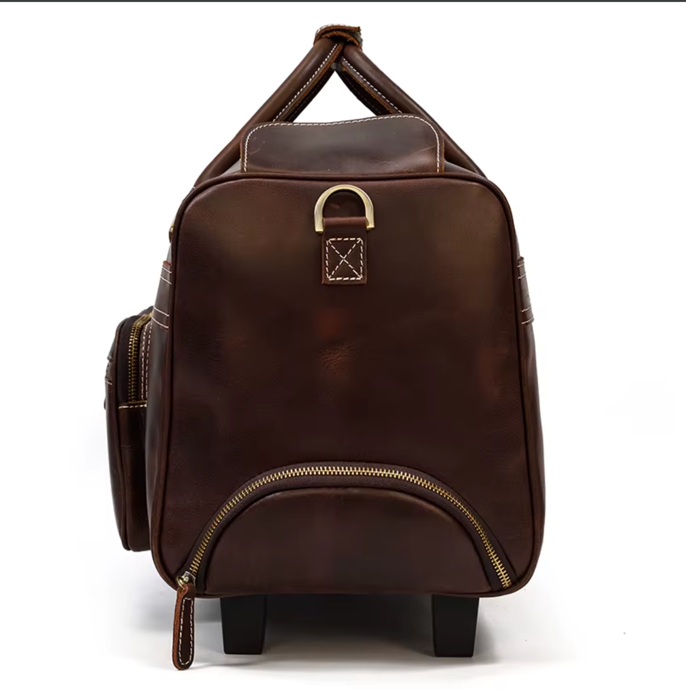 Women's leather luggage bag wheels duffle bag trolley case