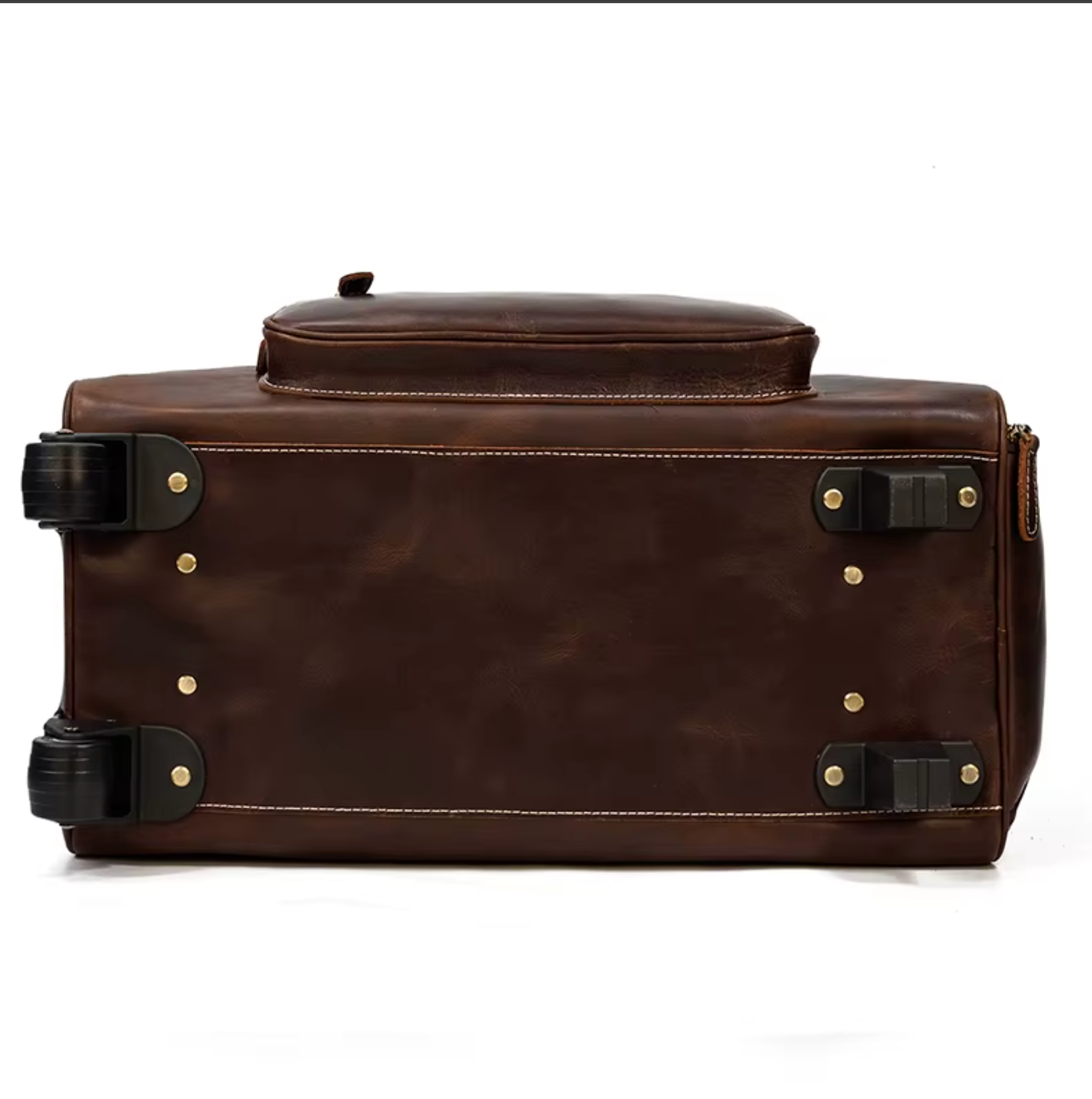 Women's leather luggage bag wheels duffle bag trolley case