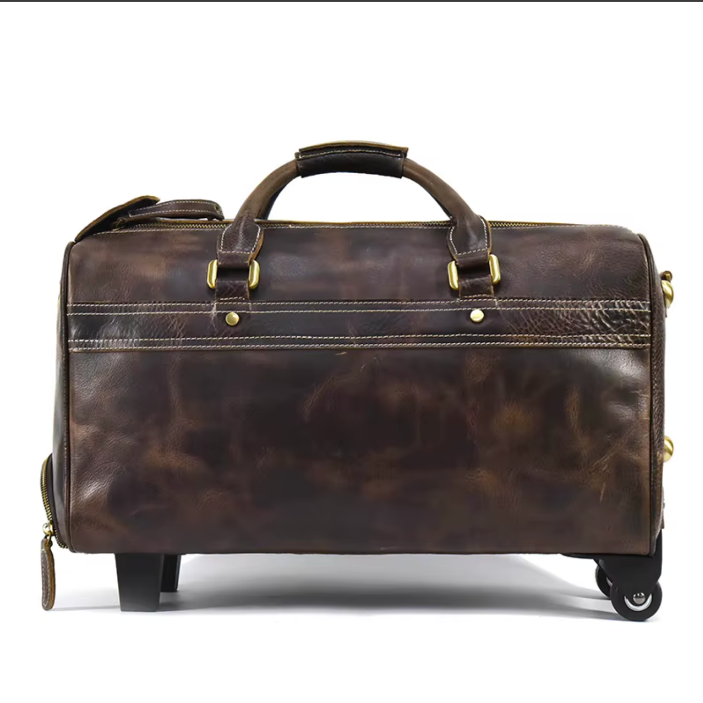 wheeled leather duffle bag trolley case