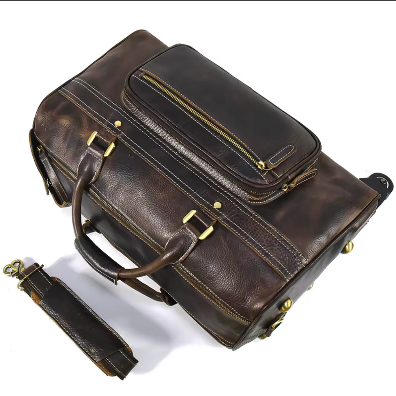 wheeled leather duffle bag trolley case