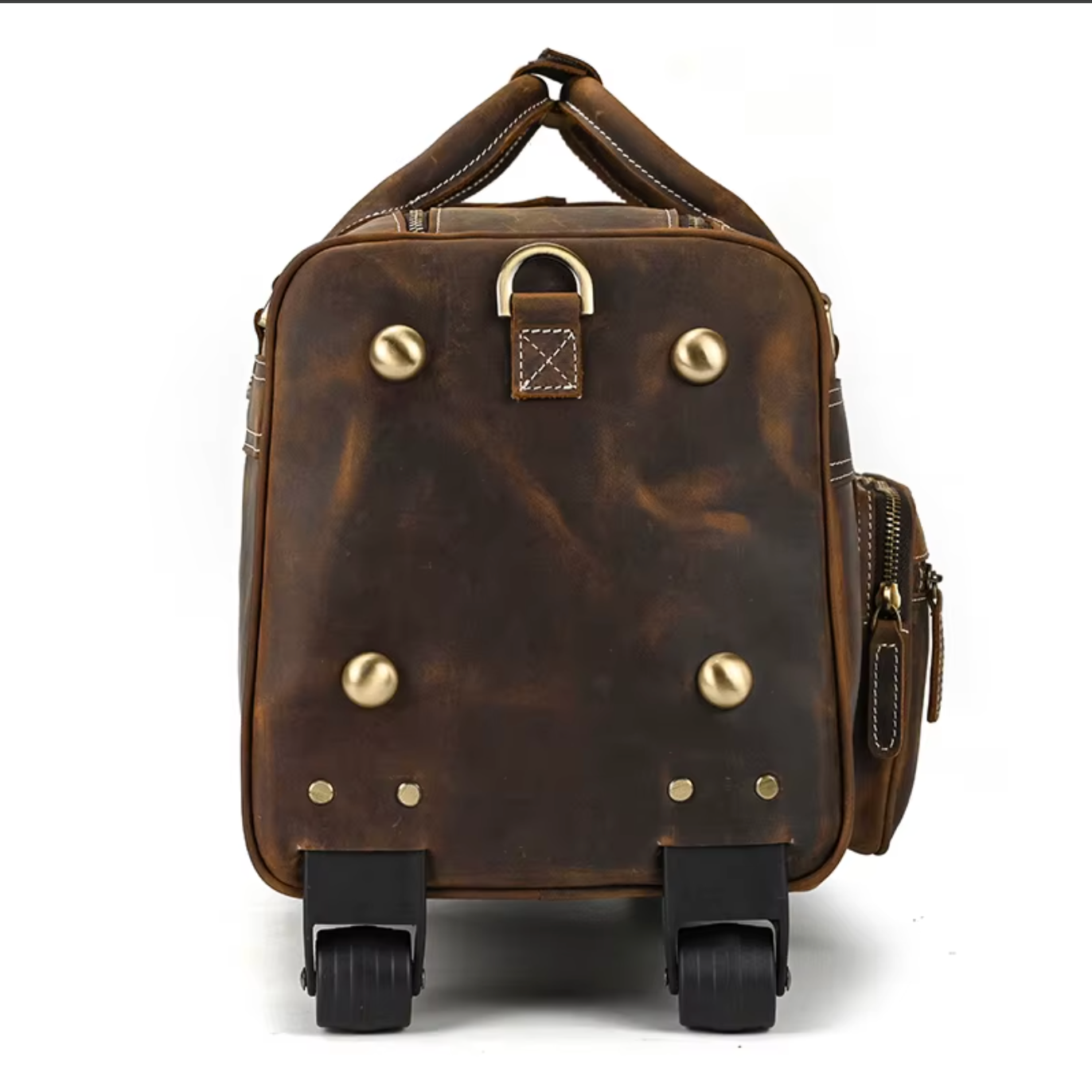 large genuine leather luggage bag wheels trolley case