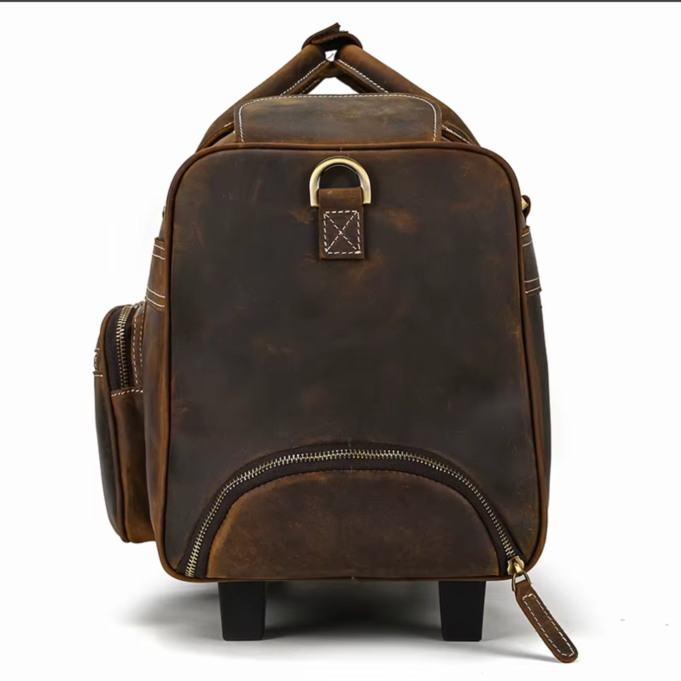 large genuine leather luggage bag wheels trolley case