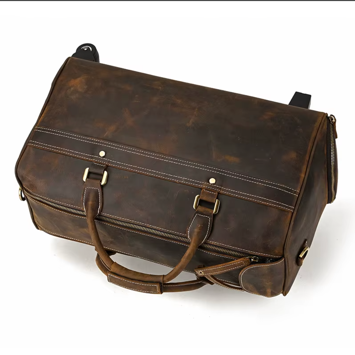 large genuine leather luggage bag wheels trolley case