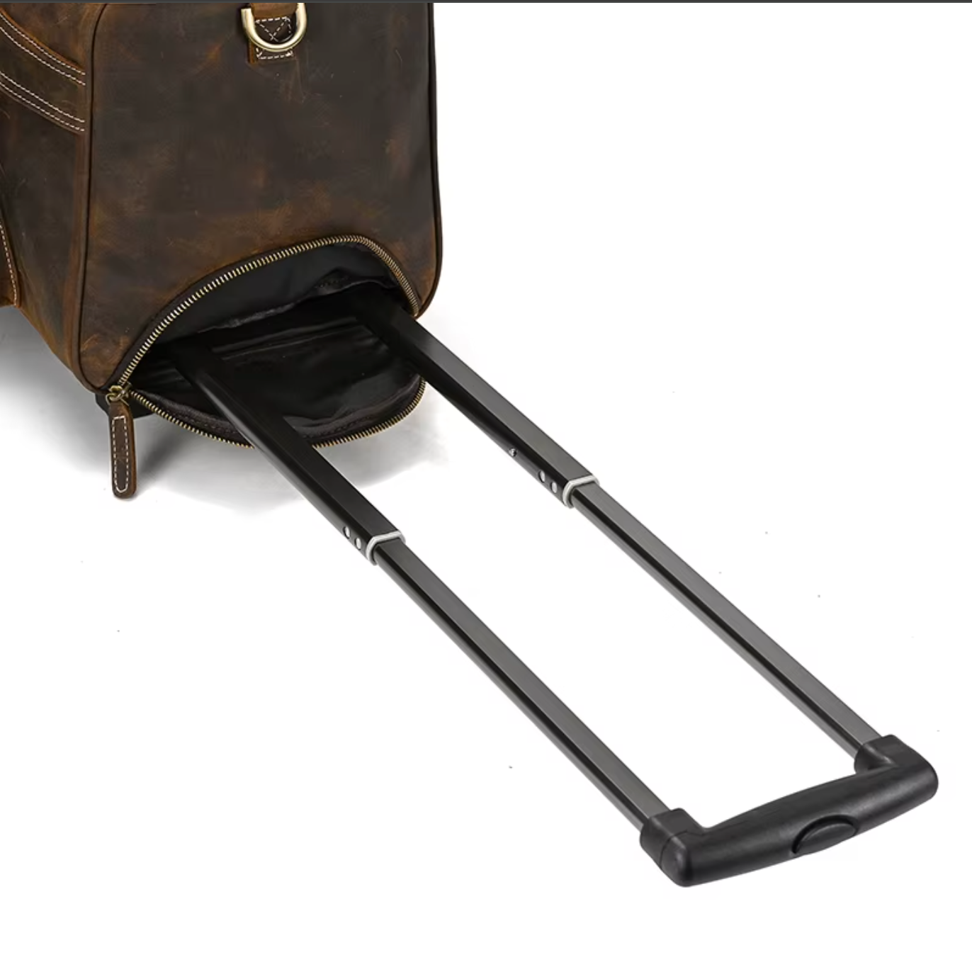 large genuine leather luggage bag wheels trolley case