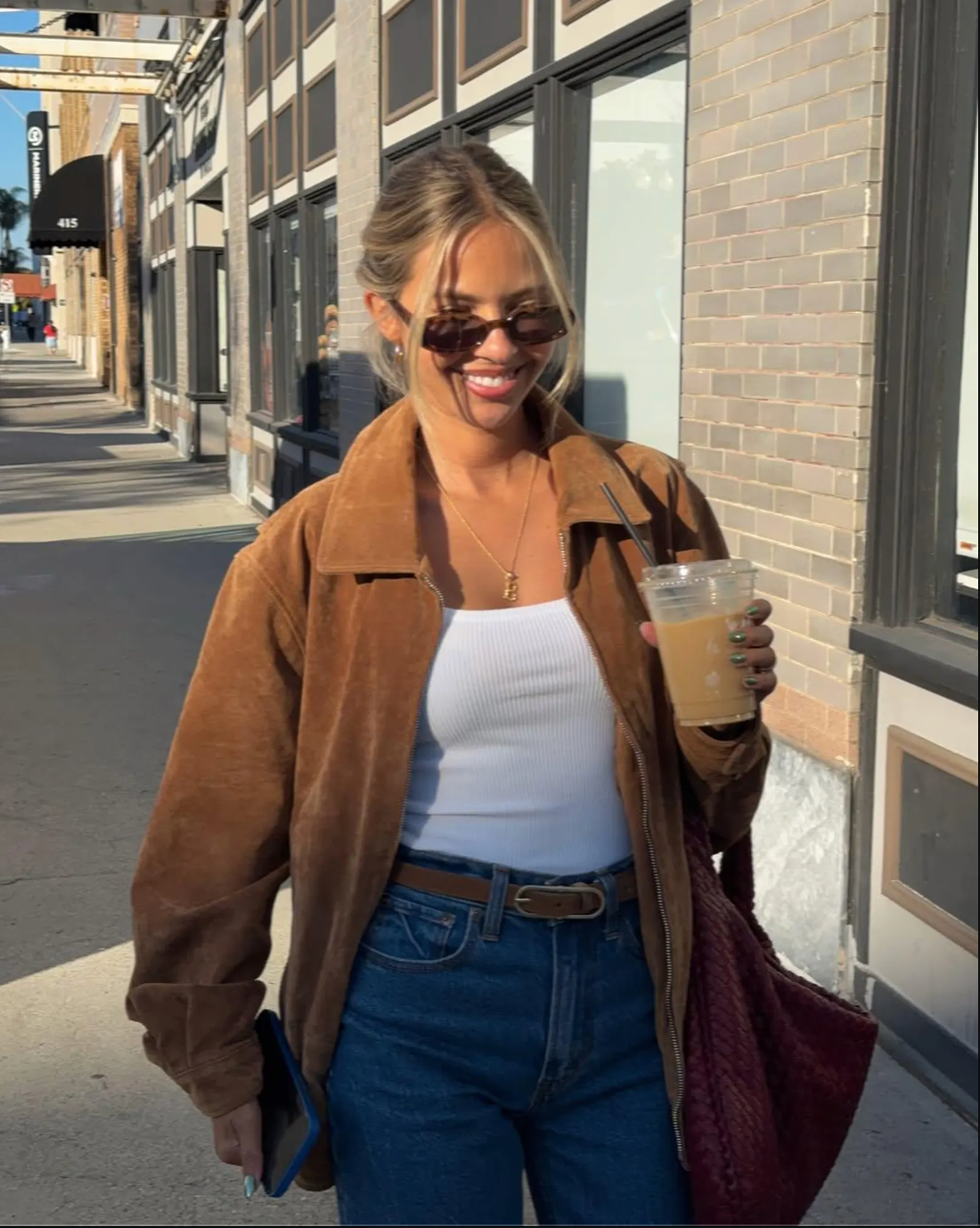 Oversized women suede leather jacket.