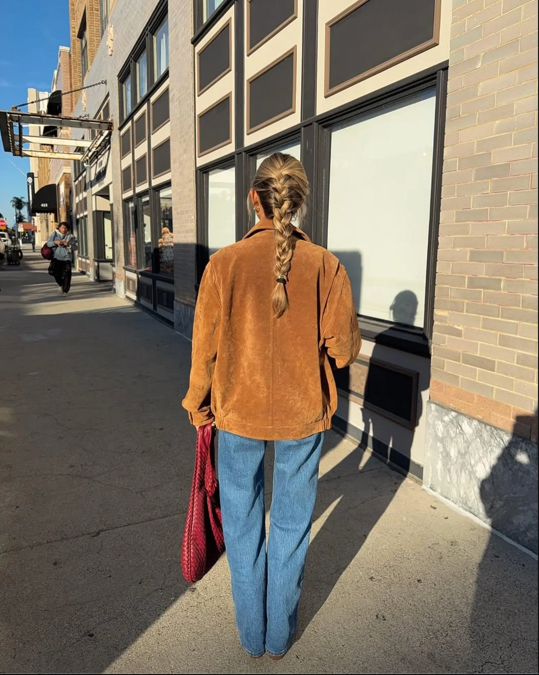 Oversized women suede leather jacket.