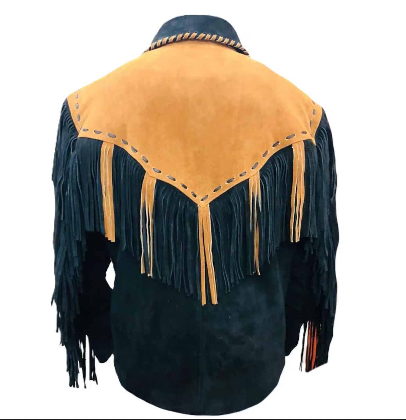 Black Suede Leather Native American Powwow Jacket