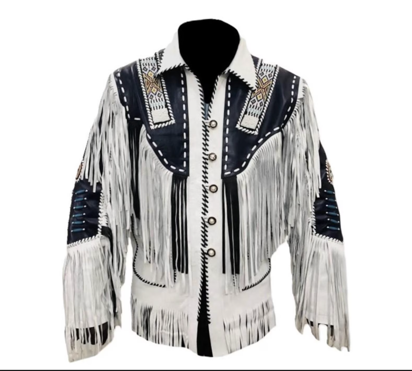 American Indian Leather Jackets Fringes Beaded