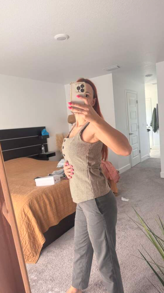 Plaid Khaki Sleeveless Tank Top Jacket