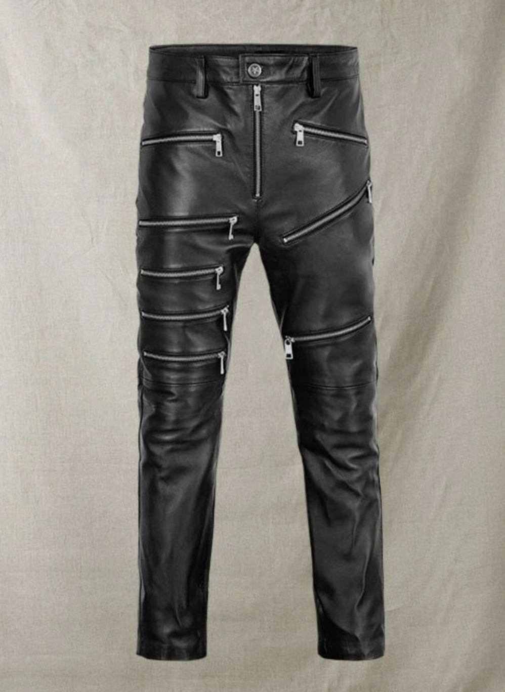 black leather pants for men punk rock