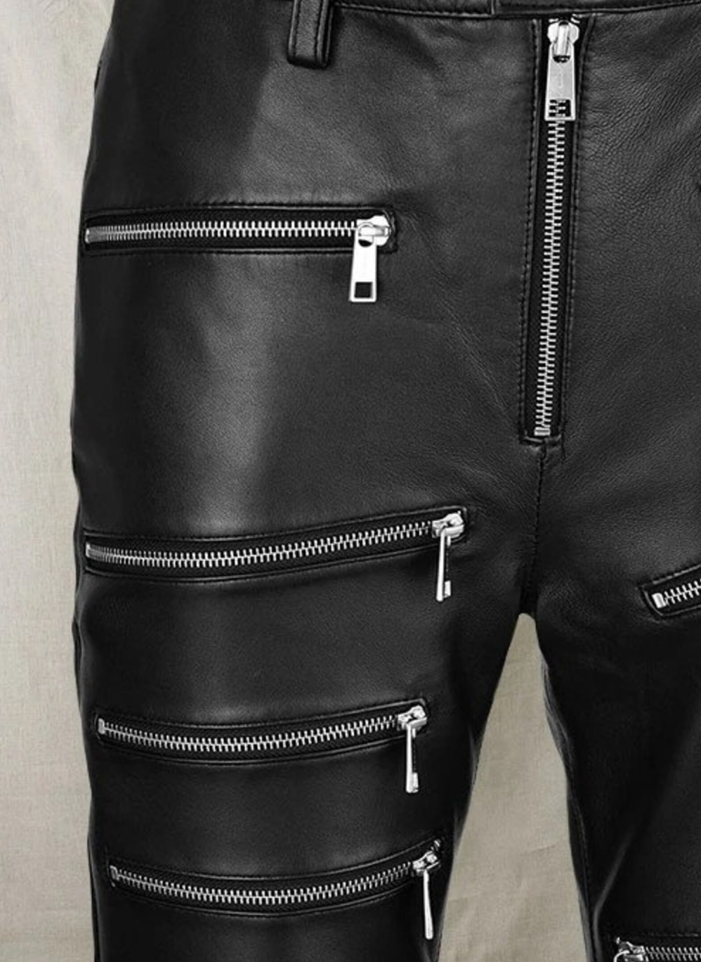black leather pants for men punk rock