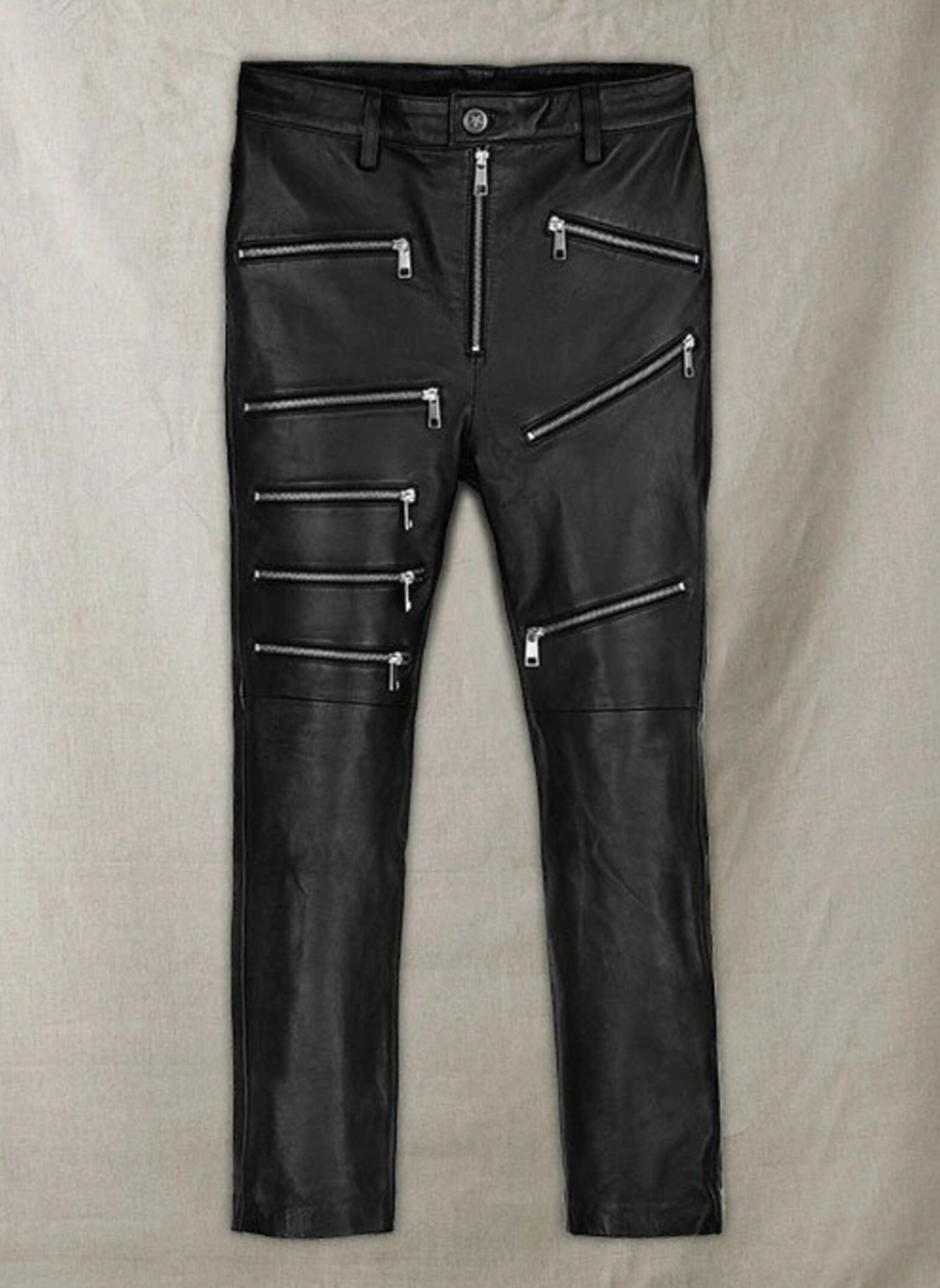 black leather pants for men punk rock
