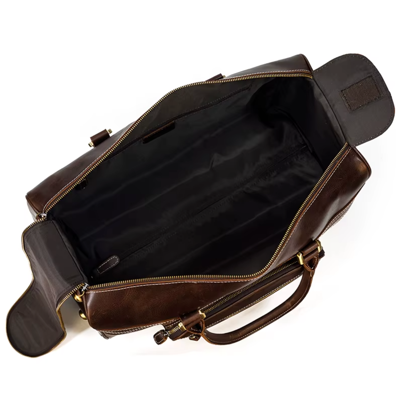 Full Grain Leather Overnight Trolley Duffle Bag with Wheels