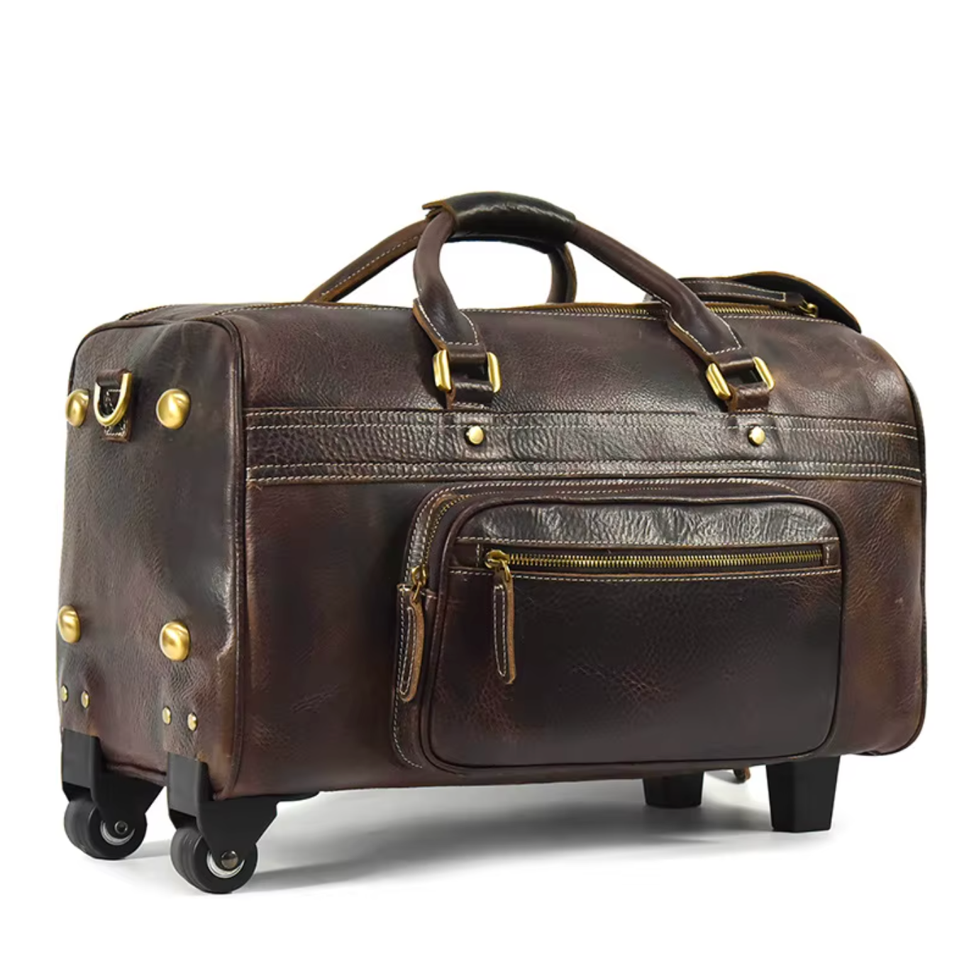 leather duffle bag with wheels
