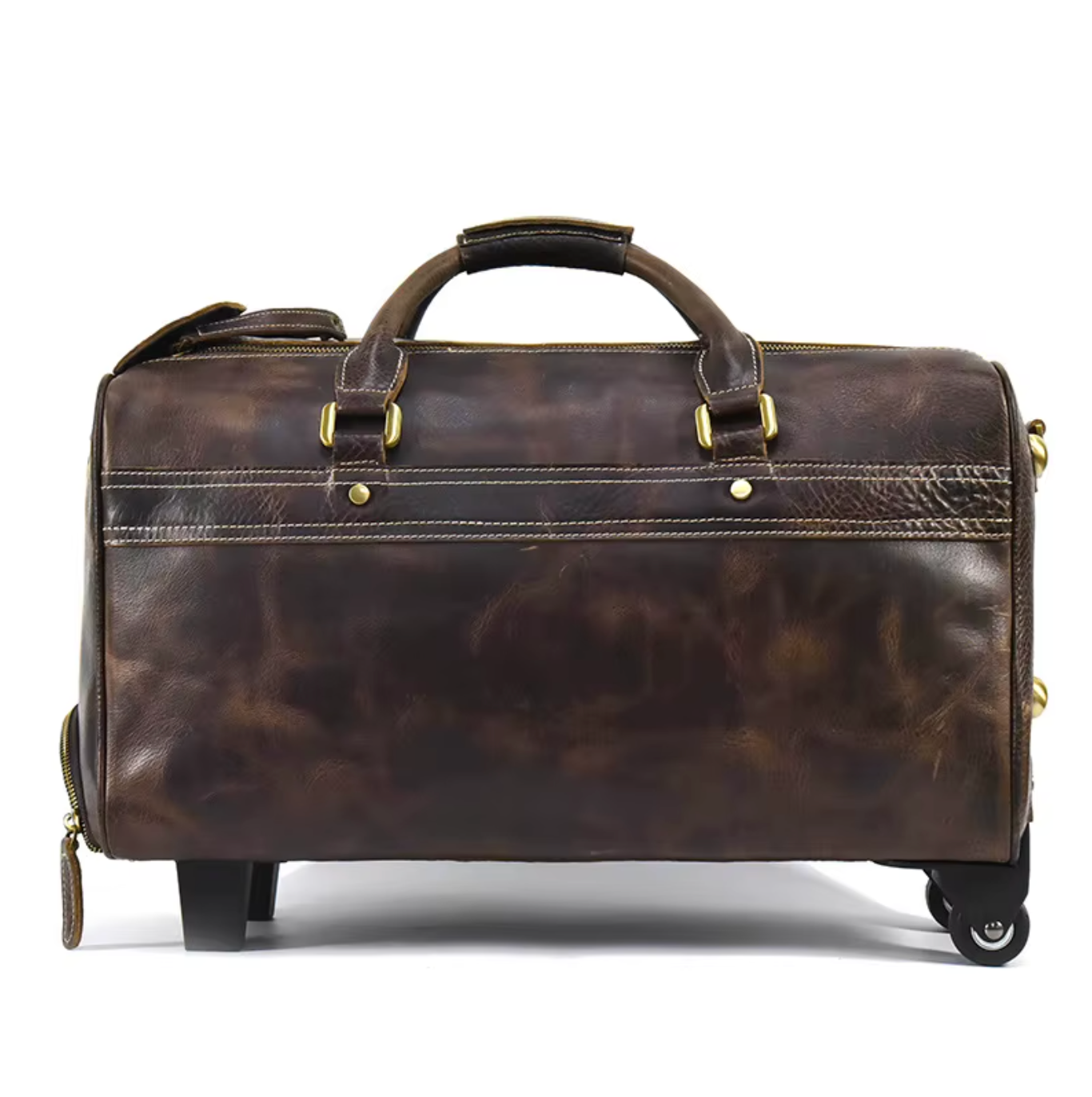 leather duffle bag with wheels