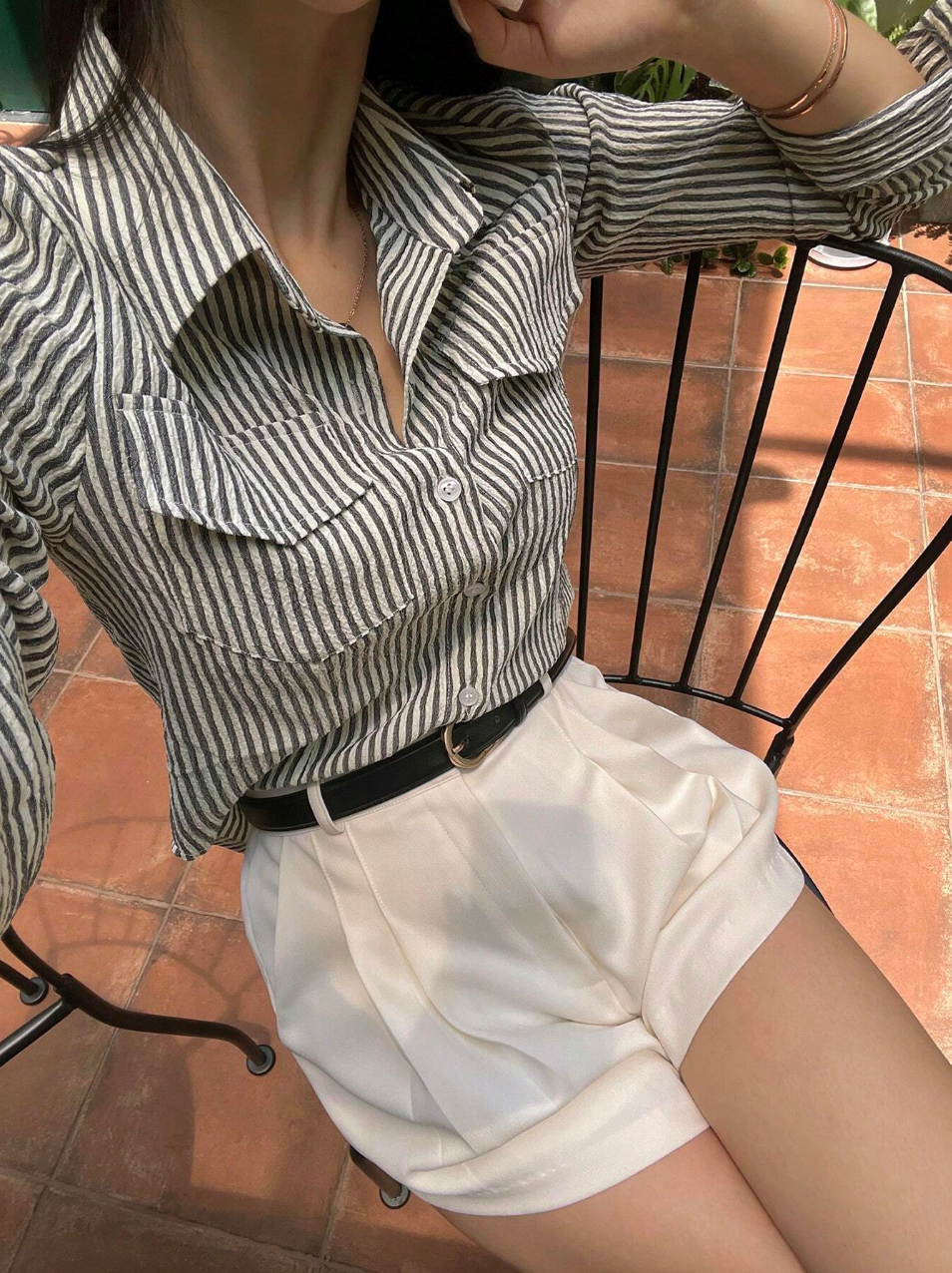 womens business casual tops striped shirt