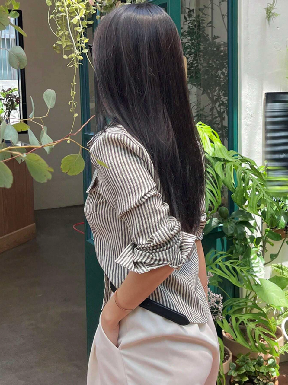 womens business casual tops striped shirt