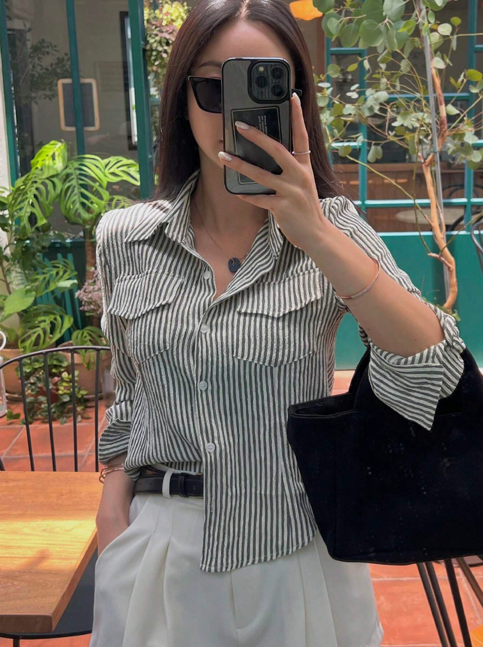 womens business casual tops striped shirt