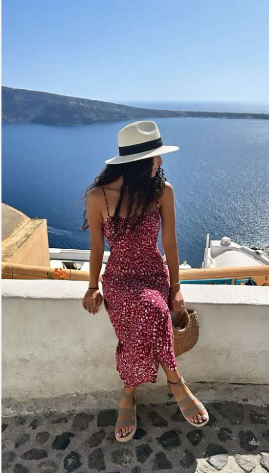 Women Floral Side Slit Hem Cami Dress
