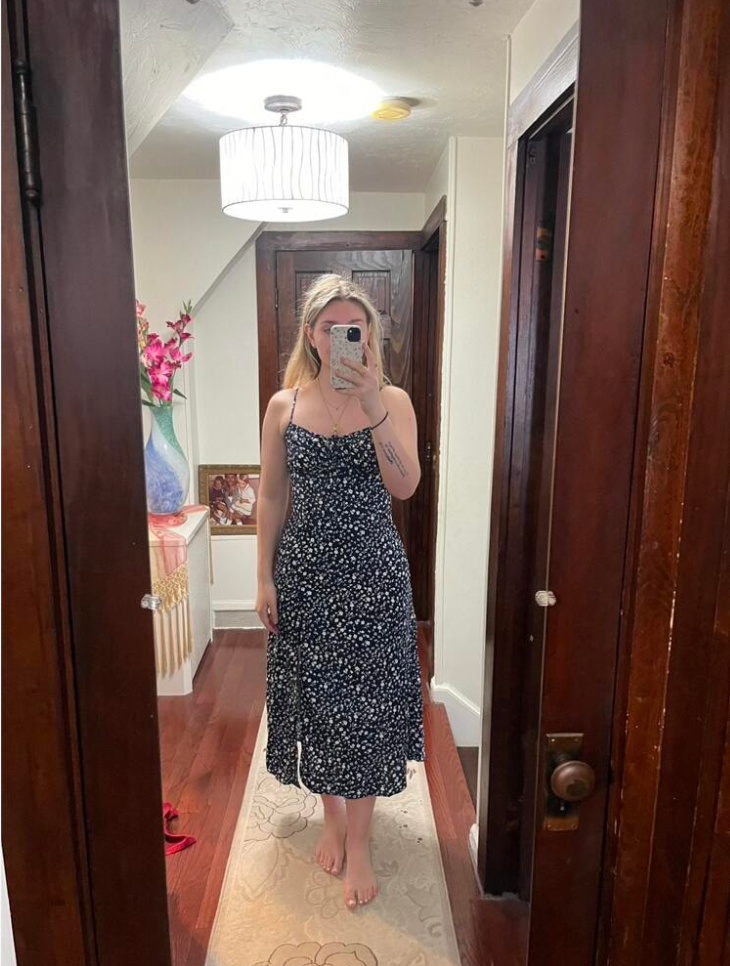 Women Floral Side Slit Hem Cami Dress